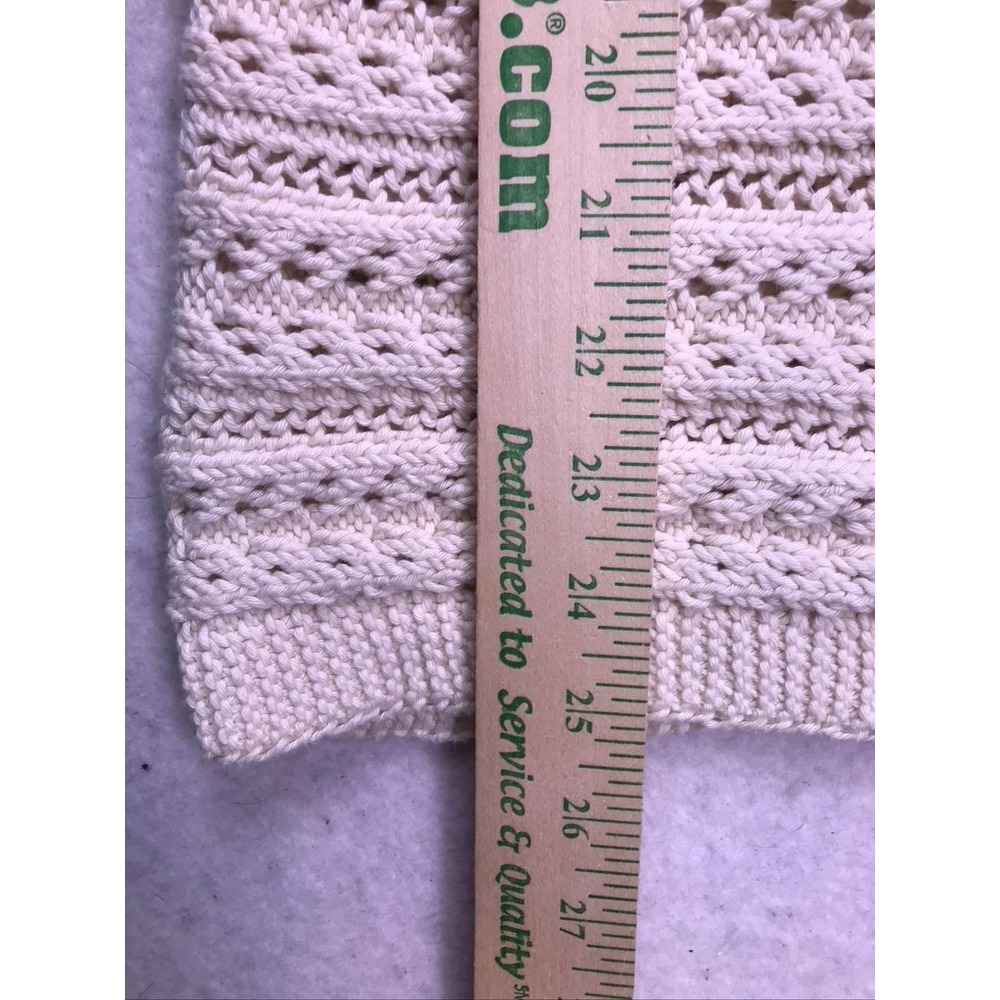 Banana Republic Organic Cotton Sweater Tank Womens Small Cream Crochet Knit - Picture 3 of 10